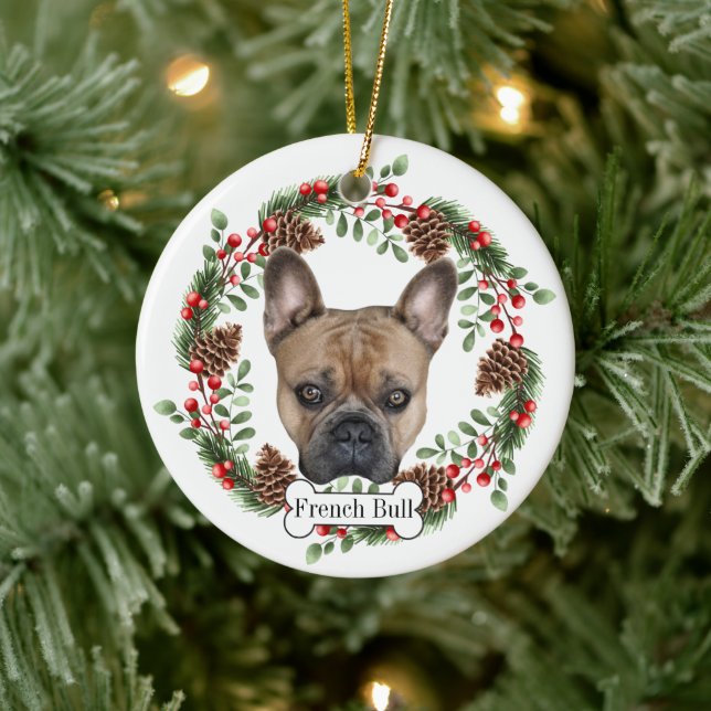french bulldog ceramic ornament (Tree)