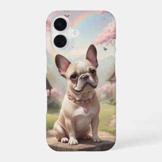 French Bulldog Cherry Blossoms Rainbow Cottagecore iPhone 16 Case