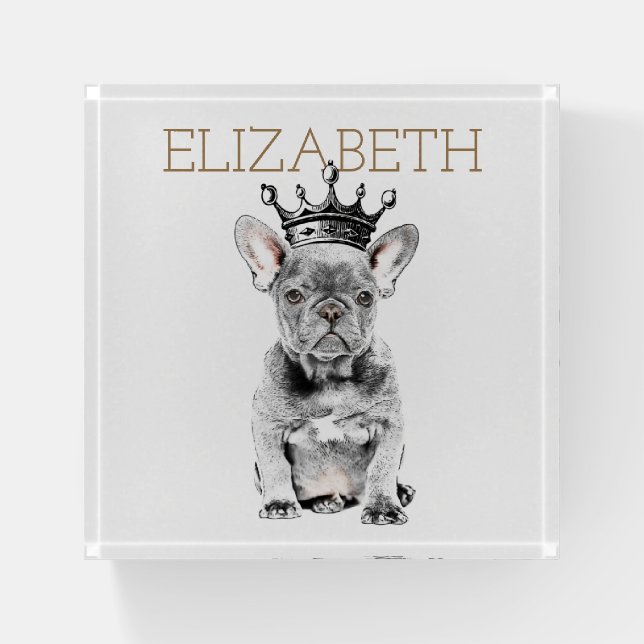 French Bulldog | Chic Frenchie Royal Monogram Paperweight (Front)