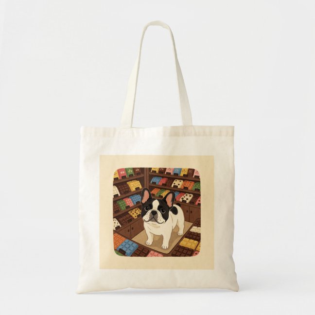 French Bulldog Chocolate shop visit Tote Bag