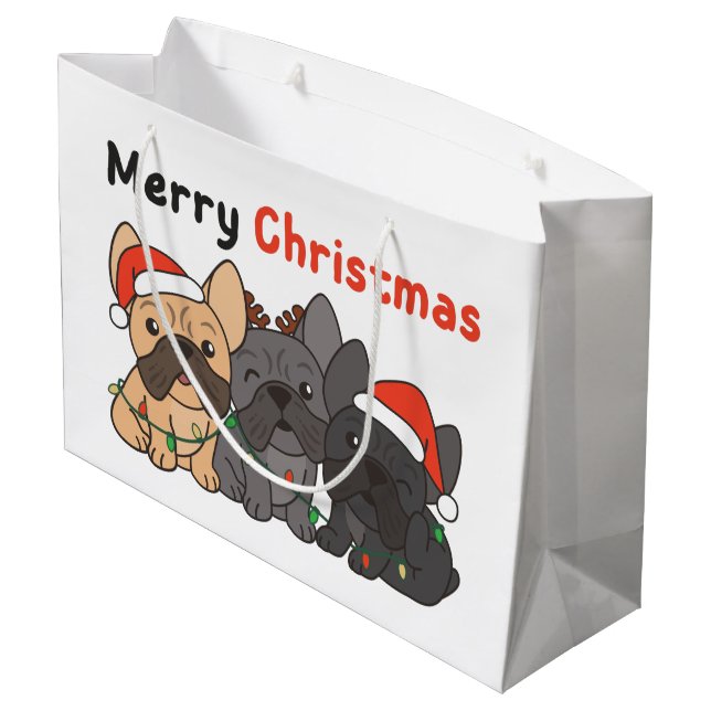 French Bulldog Christmas Animals Cute Dogs Large G Gift Bag (Back Angled)