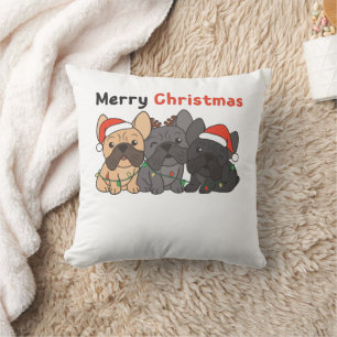 French Bulldog Christmas Animals Cute Dogs Throw Pillow