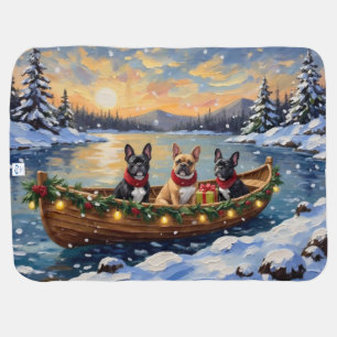 French Bulldog Christmas Boat Holiday Baby Blanket