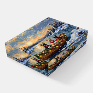 French Bulldog Christmas Boat Holiday Paperweight