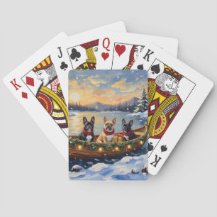 French Bulldog Christmas Boat Holiday Poker Cards