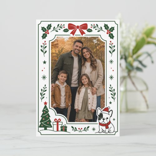 French Bulldog Christmas Card Photo Frame