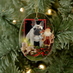 French Bulldog Christmas Ceramic Ornament