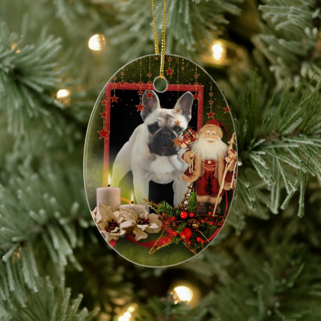 French Bulldog Christmas Ceramic Ornament (Tree)
