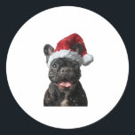French Bulldog Christmas  Classic Round Sticker<br><div class="desc">French Bulldog Christmas</div>