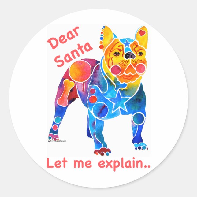 French Bulldog Christmas Classic Round Sticker (Front)
