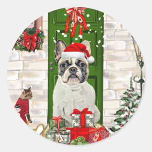 French Bulldog Christmas Classic Round Sticker