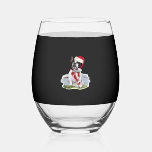 French Bulldog Christmas Day Holidays Gifts Classi Stemless Wine Glass
