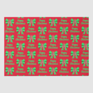 French Bulldog Christmas Dog & Green Bow Red Tissue Paper