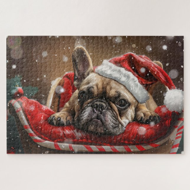 French Bulldog Christmas Festive  Jigsaw Puzzle (Horizontal)