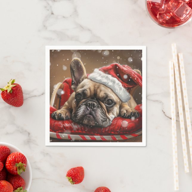French Bulldog Christmas Festive  Napkins (Insitu)