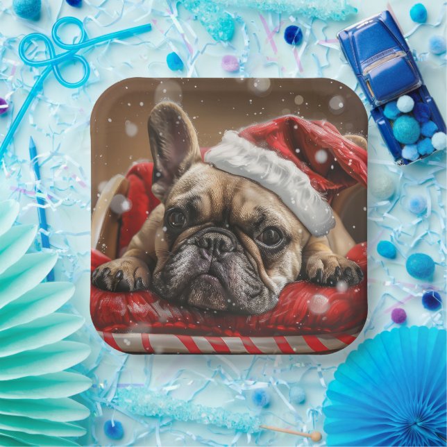 French Bulldog Christmas Festive  Paper Plates (Party)