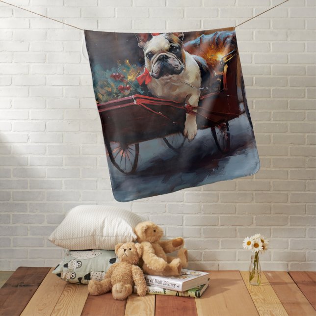 French Bulldog Christmas Festive Season Baby Blanket (In Situ)