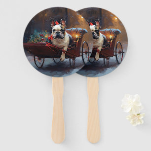 French Bulldog Christmas Festive Season Hand Fan