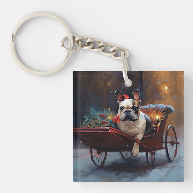 French Bulldog Christmas Festive Season Keychain (Front)