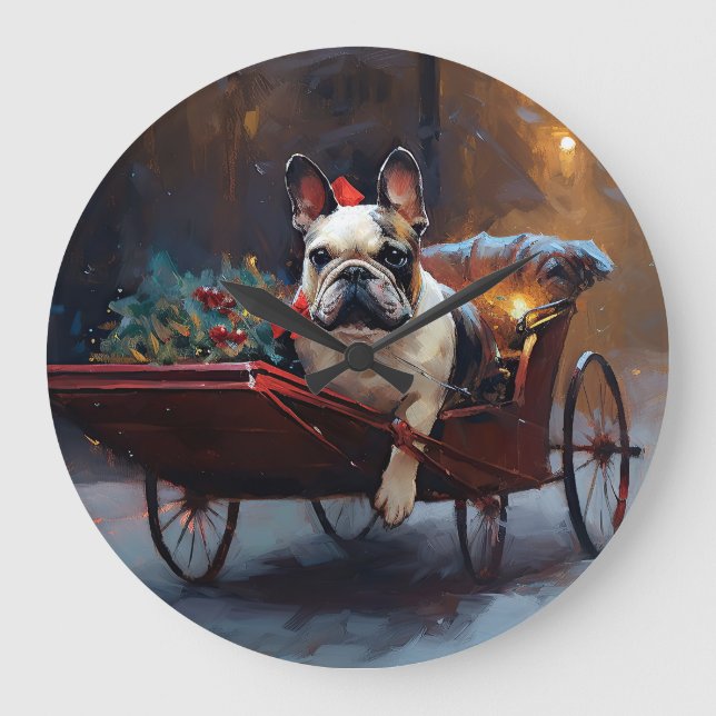 French Bulldog Christmas Festive Season Large Clock (Front)