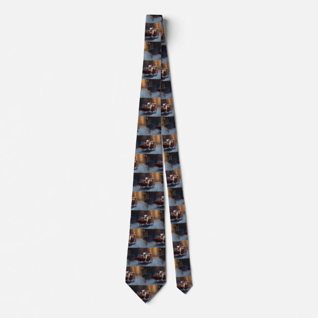 French Bulldog Christmas Festive Season Neck Tie (Front)
