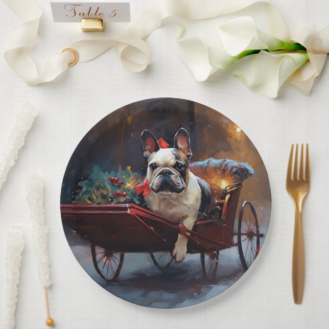 French Bulldog Christmas Festive Season Paper Plates (Wedding)