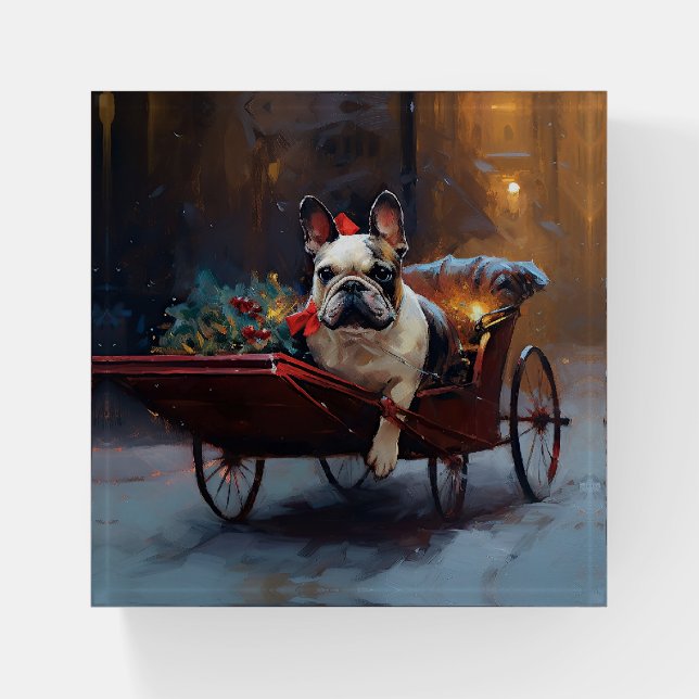 French Bulldog Christmas Festive Season Paperweight (Front)