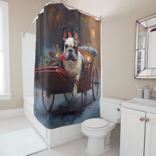 French Bulldog Christmas Festive Season Shower Curtain