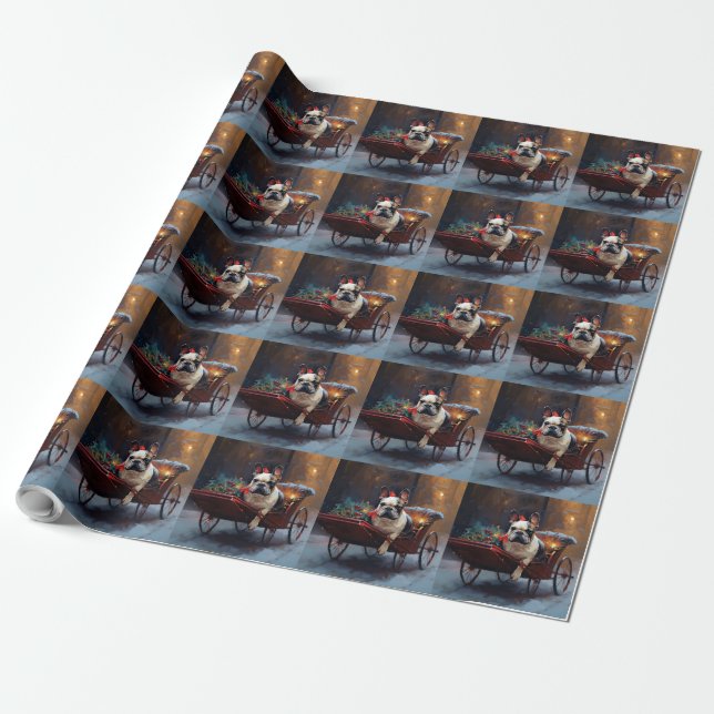 French Bulldog Christmas Festive Season Wrapping Paper (Unrolled)