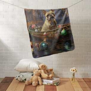 French Bulldog Christmas Festive Voyage  Baby Blanket