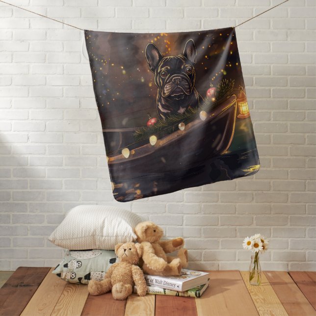 French Bulldog Christmas Festive Voyage Baby Blanket (In Situ)