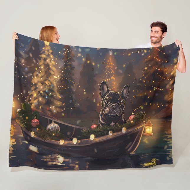 French Bulldog Christmas Festive Voyage Fleece Blanket (In Situ)