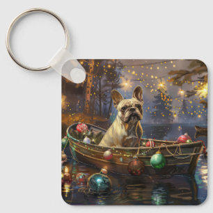 French Bulldog Christmas Festive Voyage  Keychain