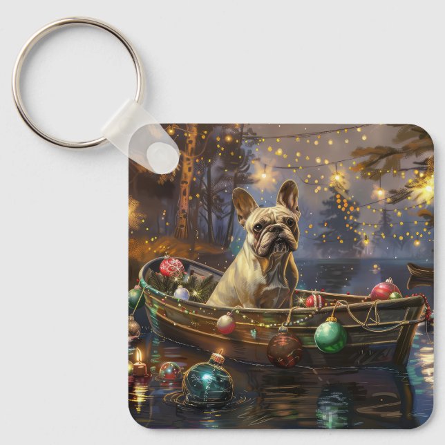 French Bulldog Christmas Festive Voyage  Keychain (Front)