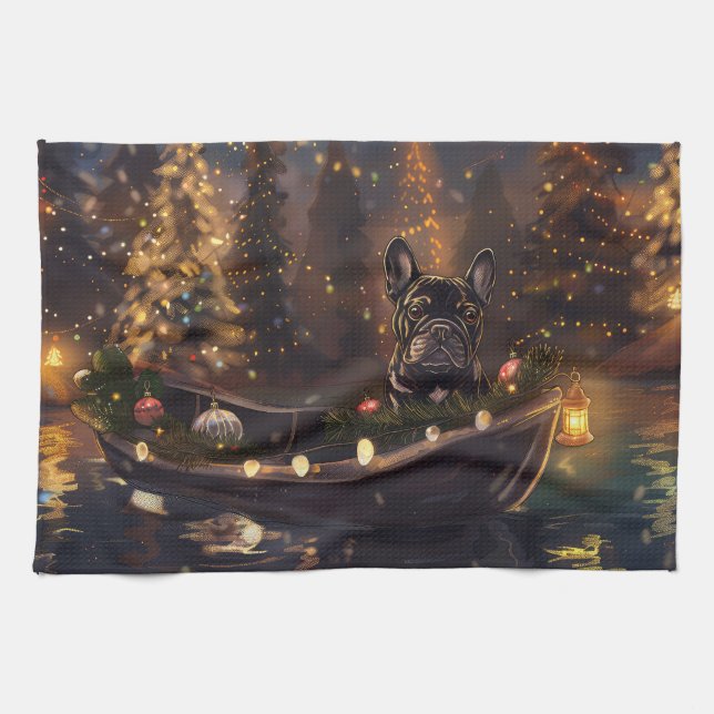 French Bulldog Christmas Festive Voyage Kitchen Towel (Horizontal)