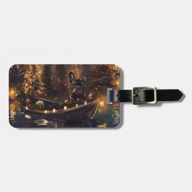 French Bulldog Christmas Festive Voyage Luggage Tag (Front Horizontal)