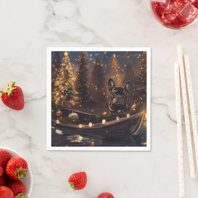 French Bulldog Christmas Festive Voyage Napkins (Insitu)