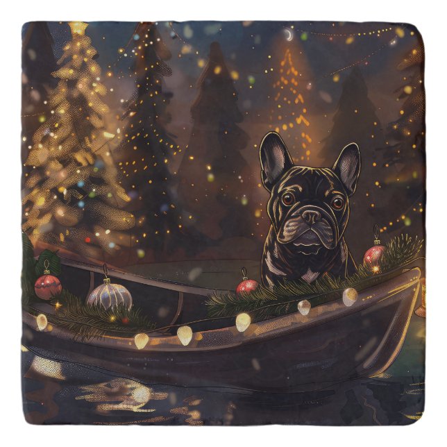 French Bulldog Christmas Festive Voyage Trivet (Front)
