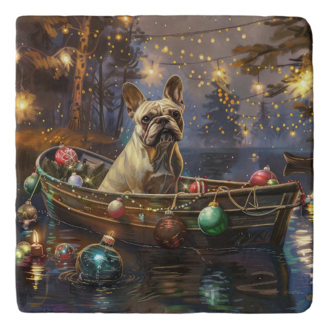 French Bulldog Christmas Festive Voyage  Trivet (Front)