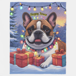 French Bulldog Christmas Fleece Blanket