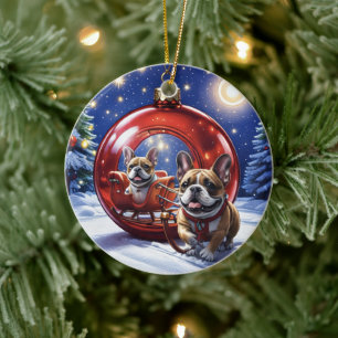 French Bulldog Christmas French Bulldog Ceramic Ornament