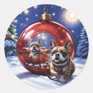 French Bulldog Christmas French Bulldog Classic Round Sticker