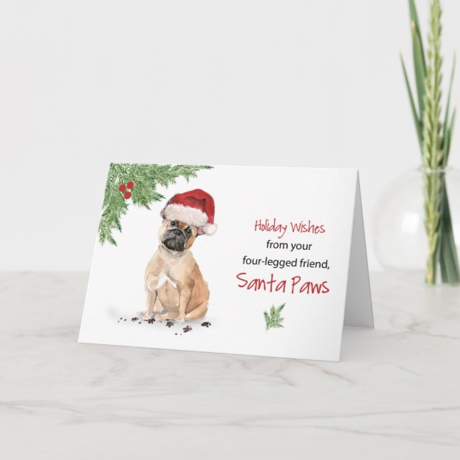 French Bulldog Christmas From Dog in Funny Santa Card (Front)