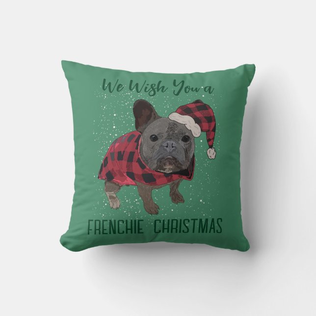 French Bulldog Christmas Funny Dog Throw Pillow (Front)