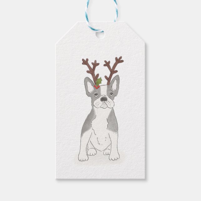 French bulldog Christmas gift tags (Front)