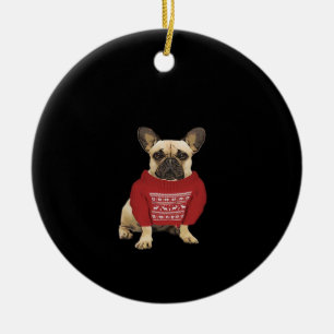 French Bulldog Christmas gifts and christmas sweat Ceramic Ornament