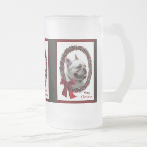 French Bulldog Christmas Gifts Frosted Glass Beer Mug