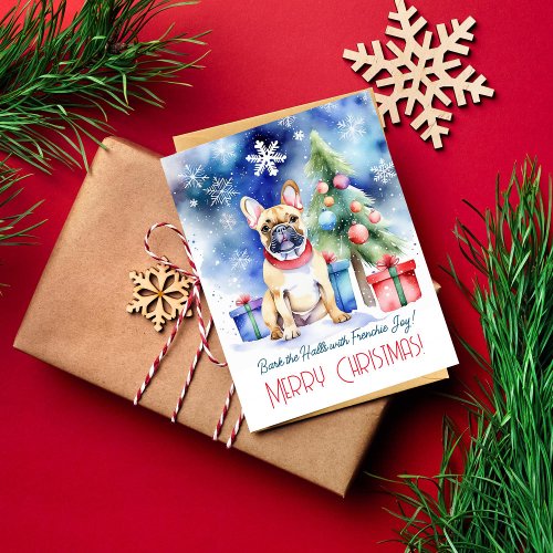 French Bulldog Christmas greetings for dog people Postcard