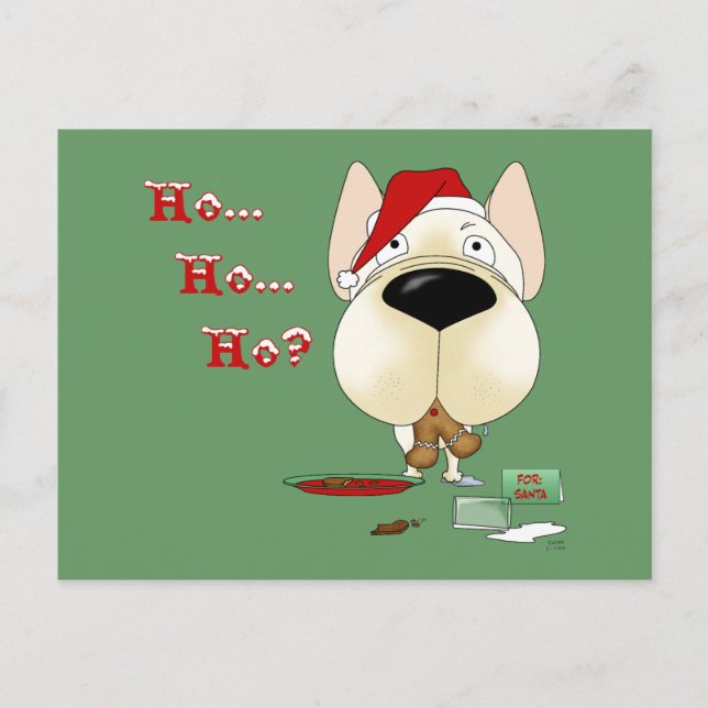 French Bulldog Christmas Holiday Postcard (Front)