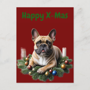 French Bulldog Christmas Holiday Postcard